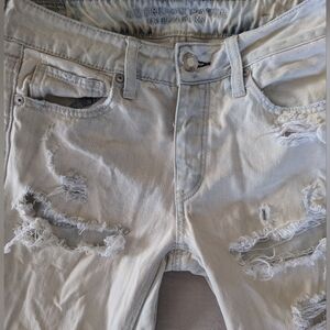 American Eagle Acid Washed Ripped Destroyed Tomgirl Jeans Size 0